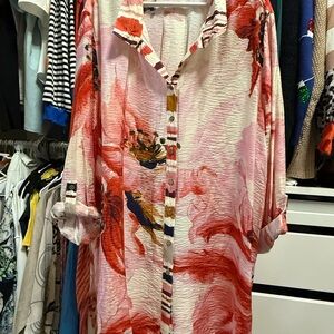 John Mark Red and Pink Abstract Shirt